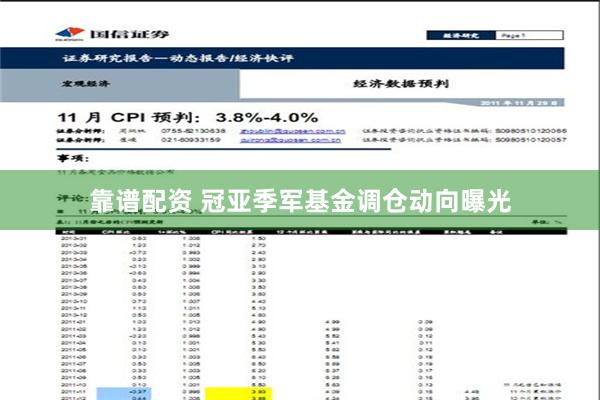 靠谱配资 冠亚季军基金调仓动向曝光